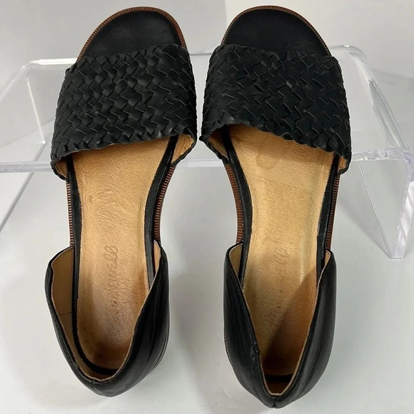 Madewell The Kinsley D'Orsay Flat in Woven Leather Open Round Toe Size 7.5 Black - Picture 7 of 15